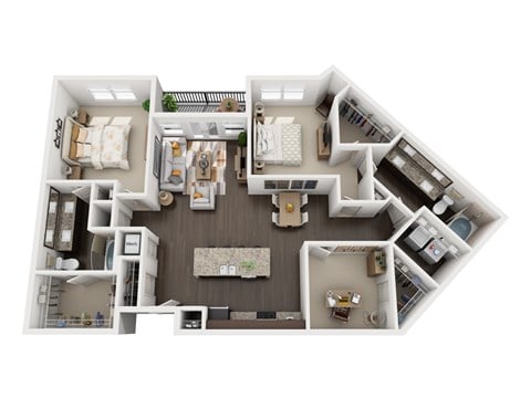 Floor plan for 2 beds, 2 baths, 1473 sqft